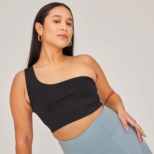 Girlfriend Collective One Shoulder Bianca Bra Top black size medium